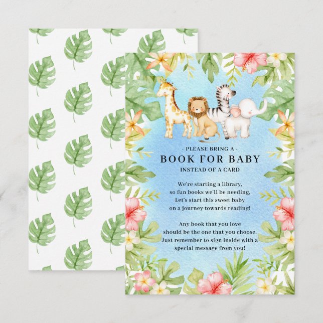 Oh Baby Jungle Baby Shower Book for Baby  Enclosur Enclosure Card (Front/Back)