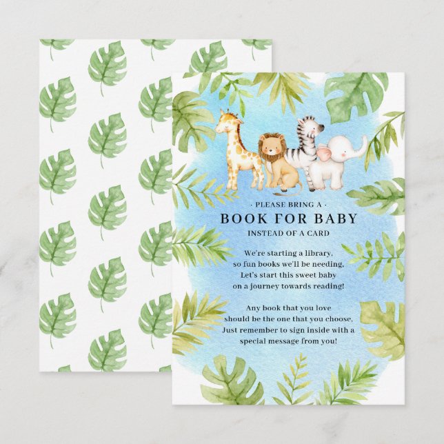 Oh Baby Jungle Baby Shower Book for Baby  Enclosure Card (Front/Back)
