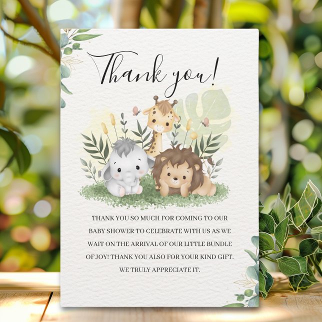  Oh Baby Jungle Baby Shower Boy Thank You Card (Creator Uploaded)