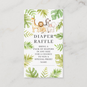 Oh Baby Jungle Baby Shower Diaper Raffle Enclosur Enclosure Card