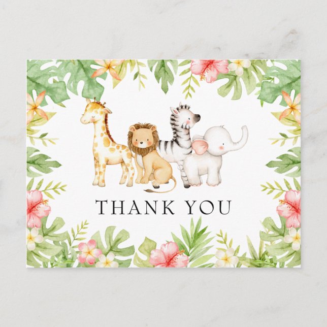 Oh Baby Jungle Baby shower Merci Carte postale (Devant)
