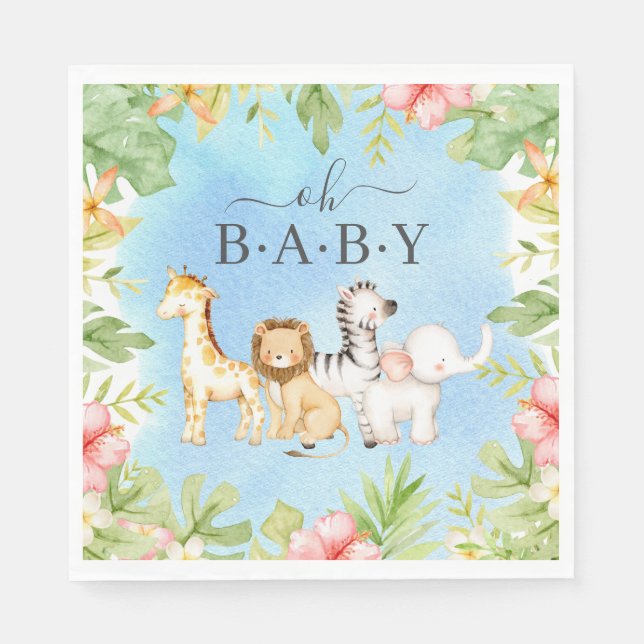 Oh Baby Jungle Baby Shower Paper Napkins (Front)