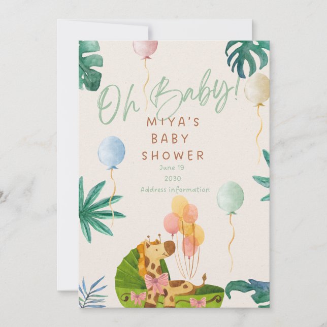 Oh Baby! Jungle Safari Baby Shower Invitation (Front)