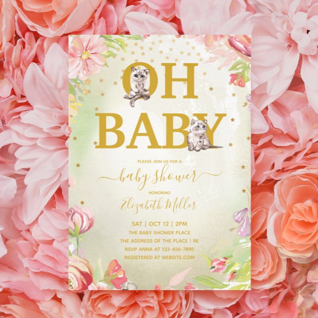 Oh Baby Kitten Cat Baby Shower Invitation (Creator Uploaded)