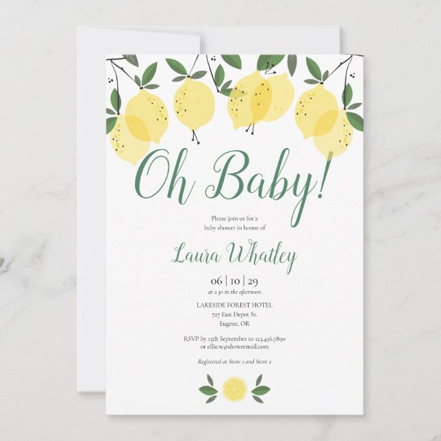 Oh Baby Lemons Baby Shower Invitation (Front)