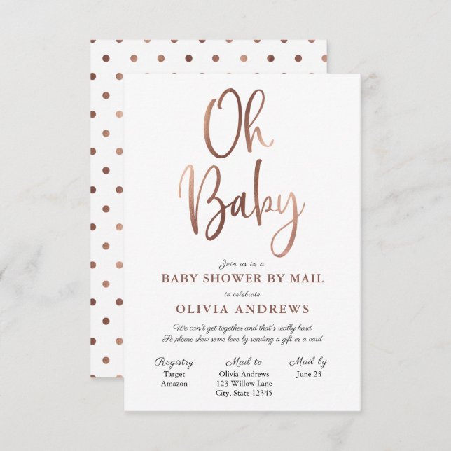 Oh Baby Long Distance Baby Shower Invitation (Front/Back)