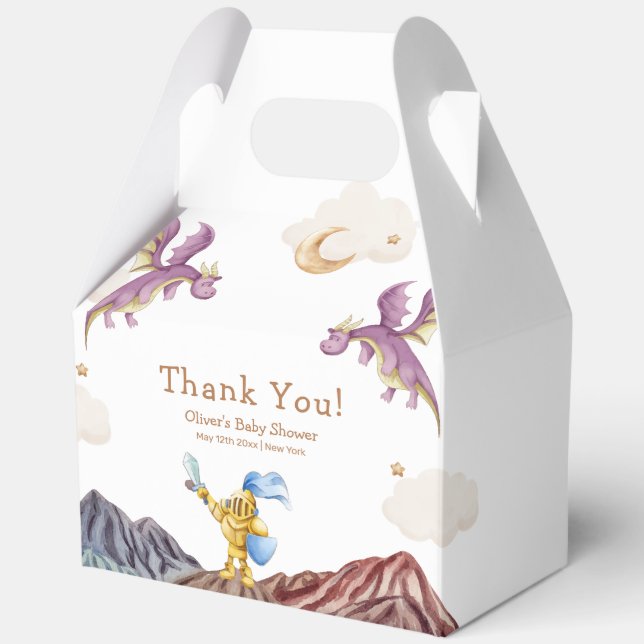 Oh Baby Medieval Fairytale Dragon Boy Baby Shower  Favor Box (Front)