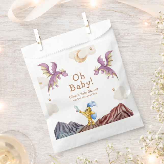 Oh Baby Medieval Fairytale Dragon Boy Baby Shower  Favour Bag (Clipped)