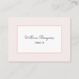 Oh Baby Minimal Pink Script Baby Shower Place Card