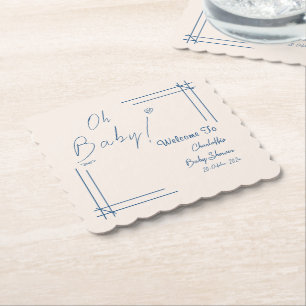 Oh Baby! Minimalist Baby Shower Gender Neutral Paper Coaster