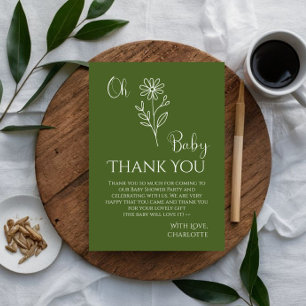 Oh Baby Minimalist Wildflower Baby Shower Thank You Card
