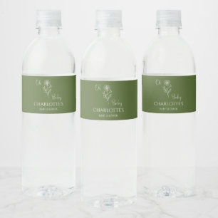 Oh Baby Minimalist Wildflower Baby Shower Water Bottle Label