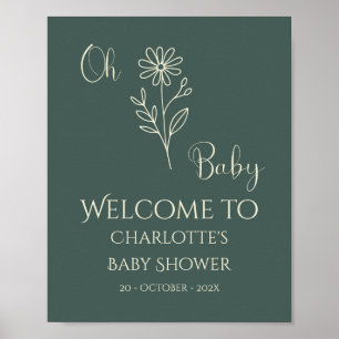 Oh Baby Minimalist Wildflower Baby Shower Welcome Poster