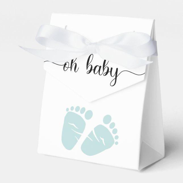 Oh Baby Mint Feet Baby Shower Favor Box (Front Side)