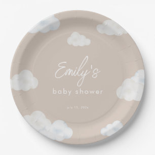 Oh Baby Modern Beige Cloud Baby Shower Plates