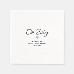 Oh Baby Modern Blue Baby Shower Custom Napkin