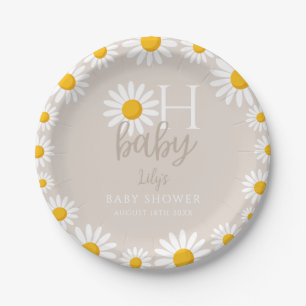 Oh Baby Modern Daisy Gender Neutral Baby Shower Paper Plate
