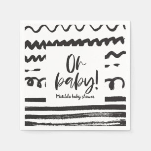 Oh baby! modern graphic black and white napkin