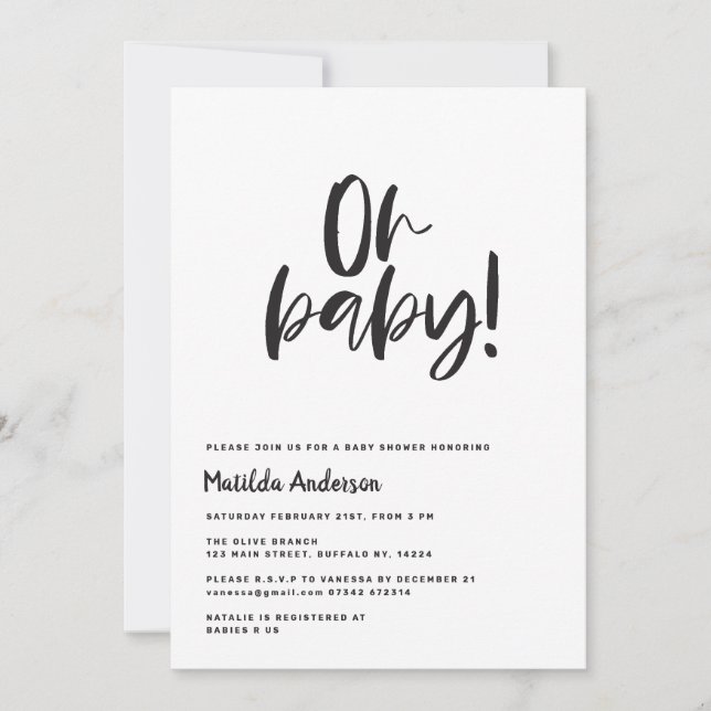 Oh baby! modern graphic black, white and green (Front)