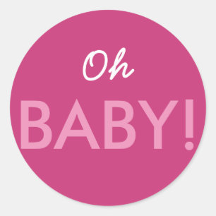 Oh Baby Modern Pink or Blue Baby Shower Sprinkle Classic Round Sticker