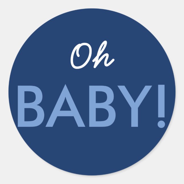 Oh Baby Modern Pink or Blue Baby Shower Sprinkle Classic Round Sticker (Front)