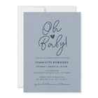 Oh Baby Modern Simple Dusty Blue Boy Baby Shower