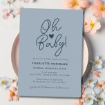 Oh Baby Modern Simple Dusty Blue Boy Baby Shower Invitation<br><div class="desc">Are you looking for a beautiful baby shower theme for a mommy-to-be? Check out this Oh Baby Modern Simple Dusty Blue Boy Baby Shower Invitation. It features a script style text on a minimalist trendy dusty blue background. You can add your own details very easily by using the template fields....</div>