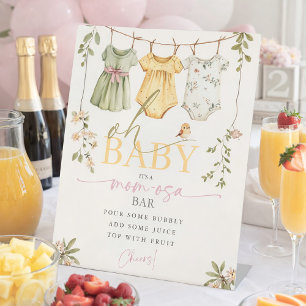 Oh Baby Mom-osa Bar Baby Clothesline Baby Shower Pedestal Sign