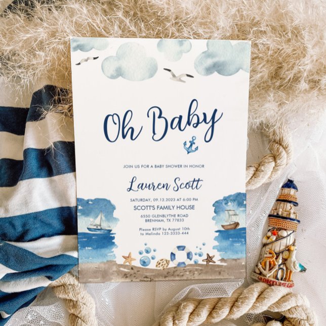 Oh Baby Nautical Baby shower Invitation (Créateur téléchargé)