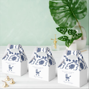 Oh Baby Navy Damask Pram Baby Shower  Favor Box