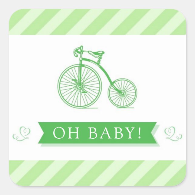 Oh Baby Neutral Baby Shower Green Stickers (Front)