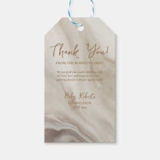 Oh Baby Neutral Marble Baby Shower Favour Gift Tag