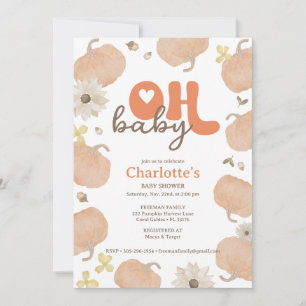 Oh Baby Orange Pumpkin Baby Shower Invitation