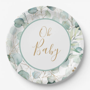 Oh Baby Paper Plates Eucalyptus Baby Shower