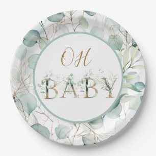 Oh Baby Paper Plates Eucalyptus Baby Shower