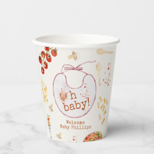 Oh Baby Pasta & Pacifiers Pink Girl Baby Shower Paper Cups