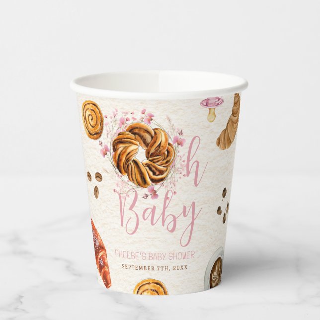 Oh Baby Pastries & Pacifiers Girl Baby Shower Paper Cups (Left)