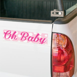 Oh Baby Personalized Pink Girly Girl Bumper Sticker