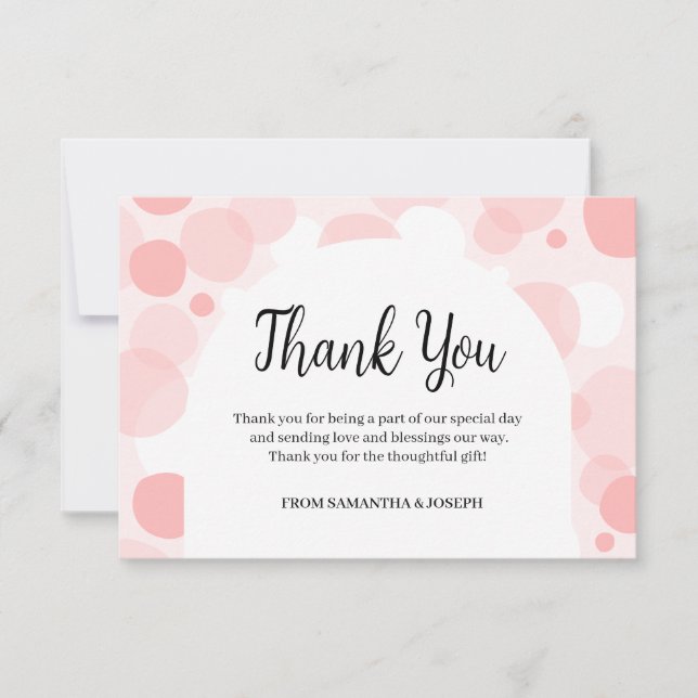 Oh Baby pink arch Polka Dots Girl Baby Shower Thank You Card (Front)