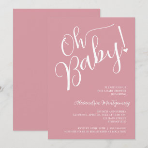 Oh Baby! Pink Girl Baby Shower Invitation