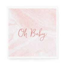 Oh Baby Pink Marble Girl Baby Shower Paper Napkin