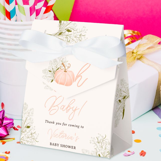 Oh Baby pink pumpkin floral chic baby shower Favor Box (Oh Baby pink pumpkin floral chic baby shower Favor Box)