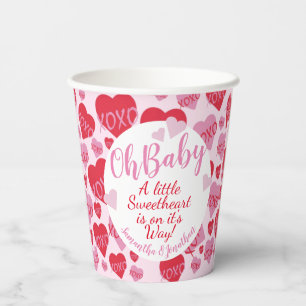 Oh Baby Pink Red Sweethearts Baby Shower Pink Paper Cups