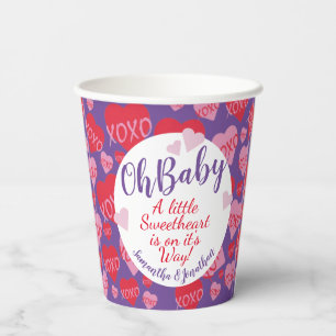Oh Baby Pink Red Sweethearts Baby Shower Purple Paper Cups