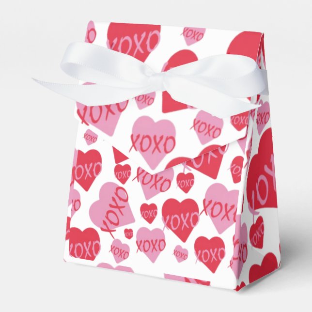 Oh Baby Pink Red Sweethearts Baby Shower White Favor Box (Front Side)