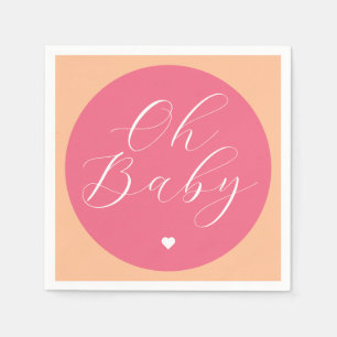 oh baby pink retro minimal baby shower  napkin