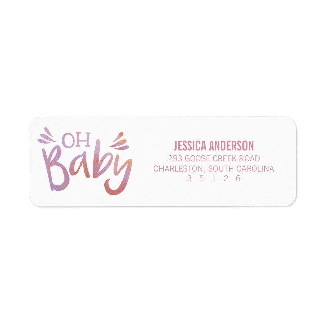 "Oh Baby" Pink Watercolor Baby Shower (Front)