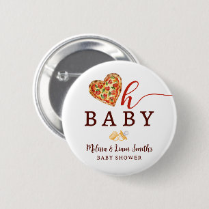 Oh Baby Pizza and Pacifiers Baby Shower 2 Inch Round Button
