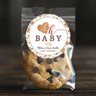 Oh Baby Pizza and Pacifiers Baby Shower Favour Sti Classic Round Sticker