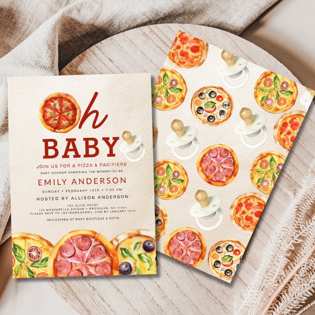 Oh Baby Pizza & Pacifiers Baby Shower Invitation (Creator Uploaded)